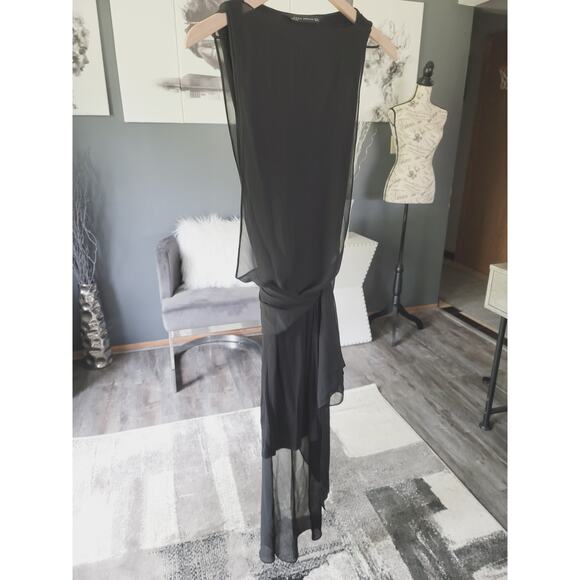 EUC Zara Overlay Sheer Black Midi Dress - XS - Picture 3 of 15